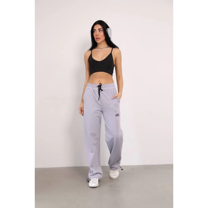 Gri İki İplik Paça Lastikli Eşofman