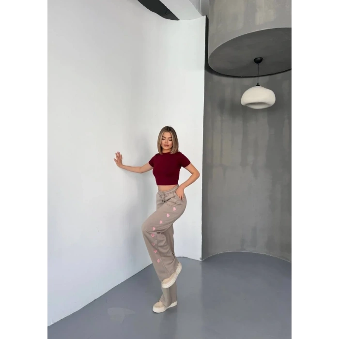 Krem Kalp Nakış Palazzo Modal Eşofman