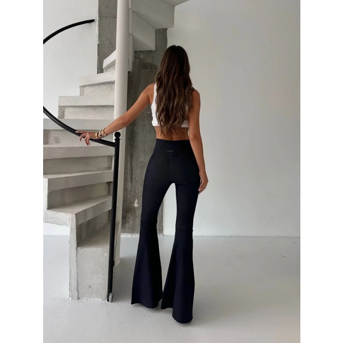 Lacivert İspanyol Paça Yüksek Bel Jean Tayt