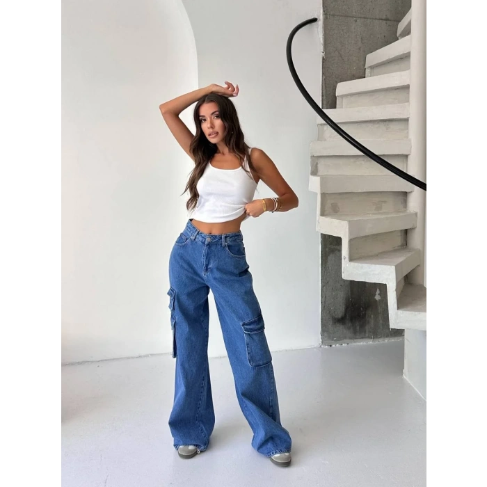 Mavi Kargo Cep Oversize Kot Pantolon