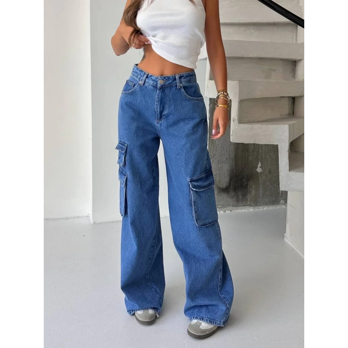 Mavi Kargo Cep Oversize Kot Pantolon