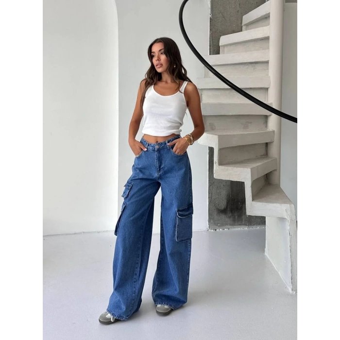 Mavi Kargo Cep Oversize Kot Pantolon