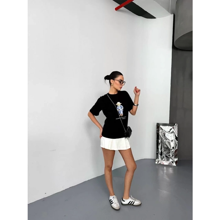 Siyah Basic Rahat Kalıp Penye Tshirt