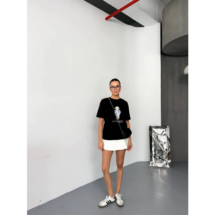 Siyah Basic Rahat Kalıp Penye Tshirt