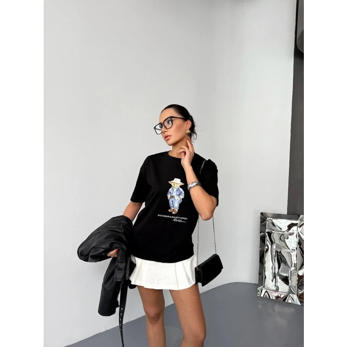 Siyah Basic Rahat Kalıp Penye Tshirt