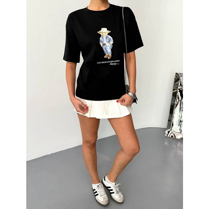 Siyah Basic Rahat Kalıp Penye Tshirt