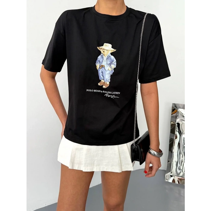 Siyah Basic Rahat Kalıp Penye Tshirt