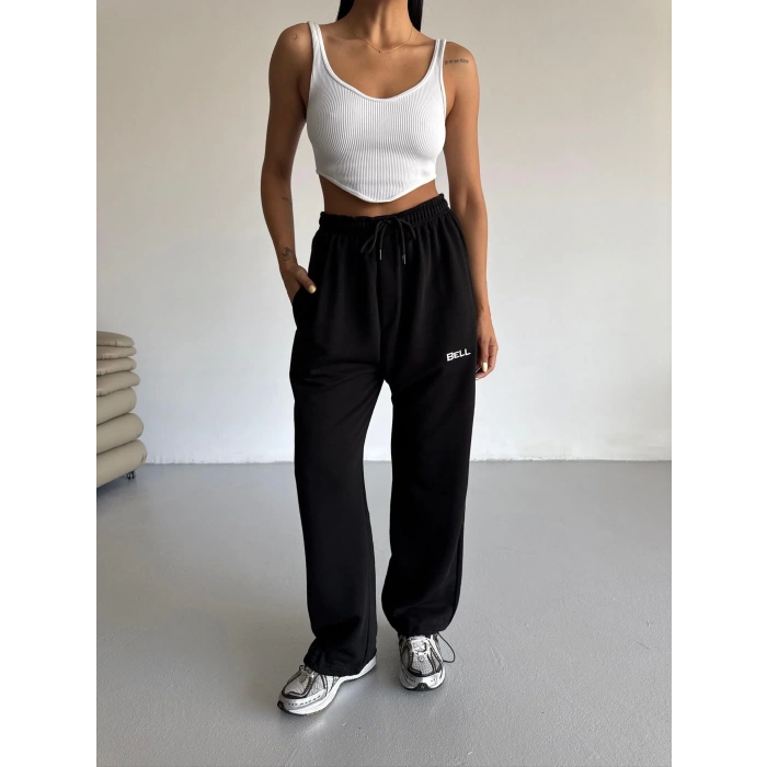 Siyah Bell Stoperli Oversize Unisex Eşofman