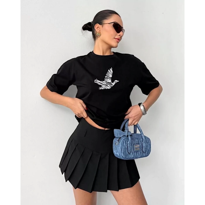 Siyah BYMN Rahat Kalıp Penye Tshirt