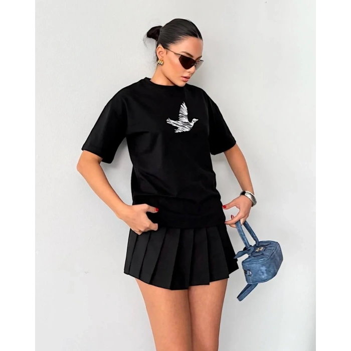 Siyah BYMN Rahat Kalıp Penye Tshirt