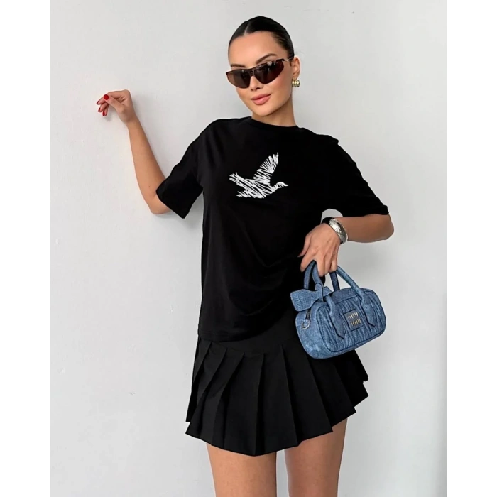 Siyah BYMN Rahat Kalıp Penye Tshirt