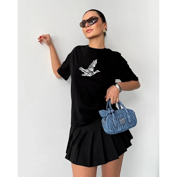 Siyah BYMN Rahat Kalıp Penye Tshirt