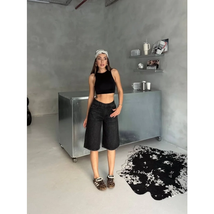 Siyah Street One Baggy Kot Şort