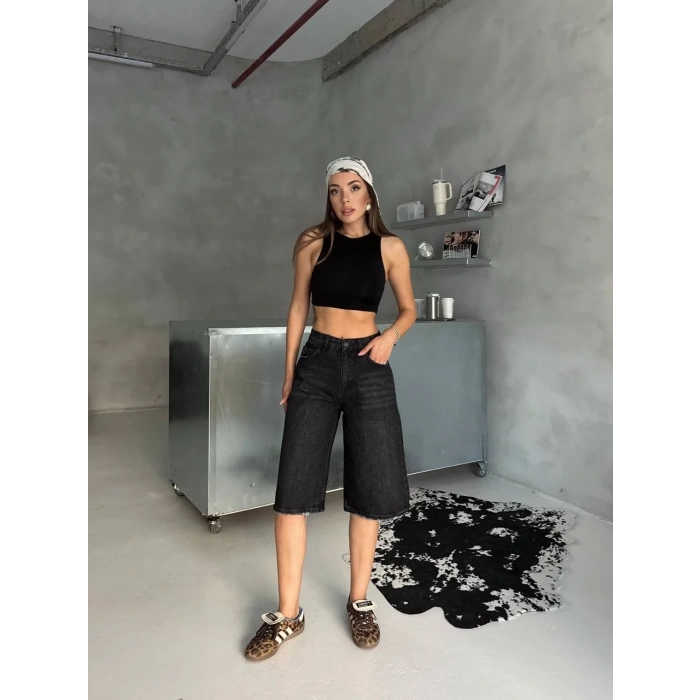 Siyah Street One Baggy Kot Şort