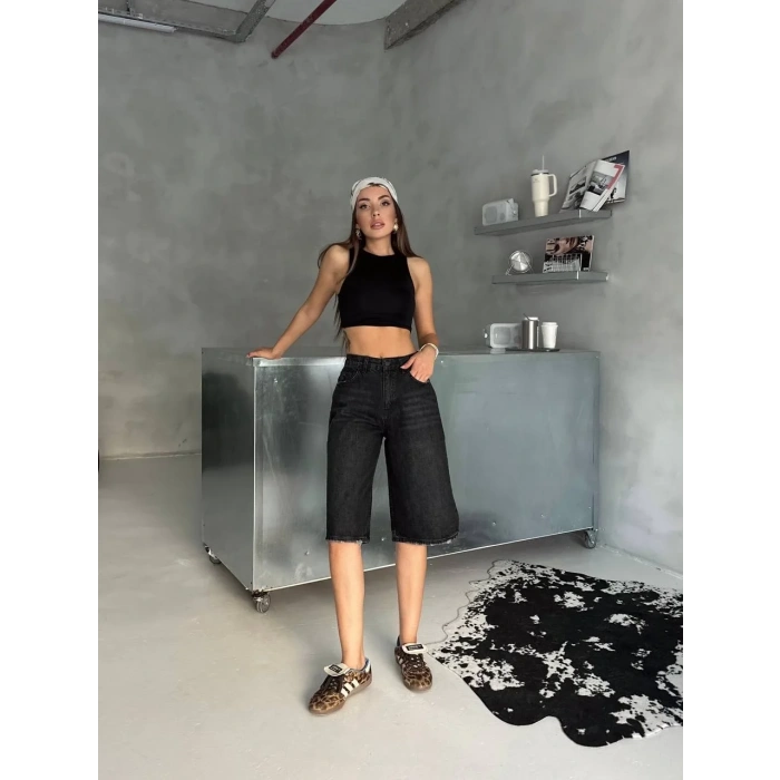 Siyah Street One Baggy Kot Şort