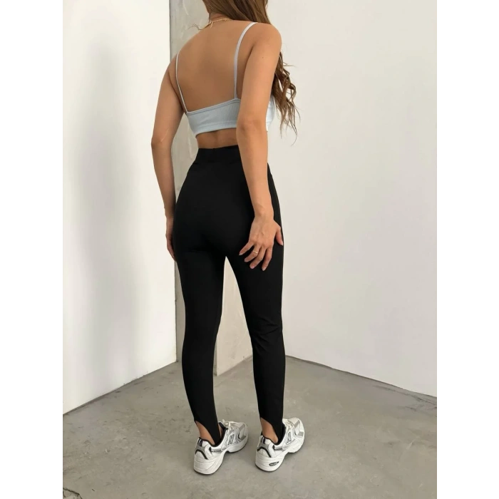 Topuktan Geçmeli Yüksek Bel Sıkılaştırıcı Tayt