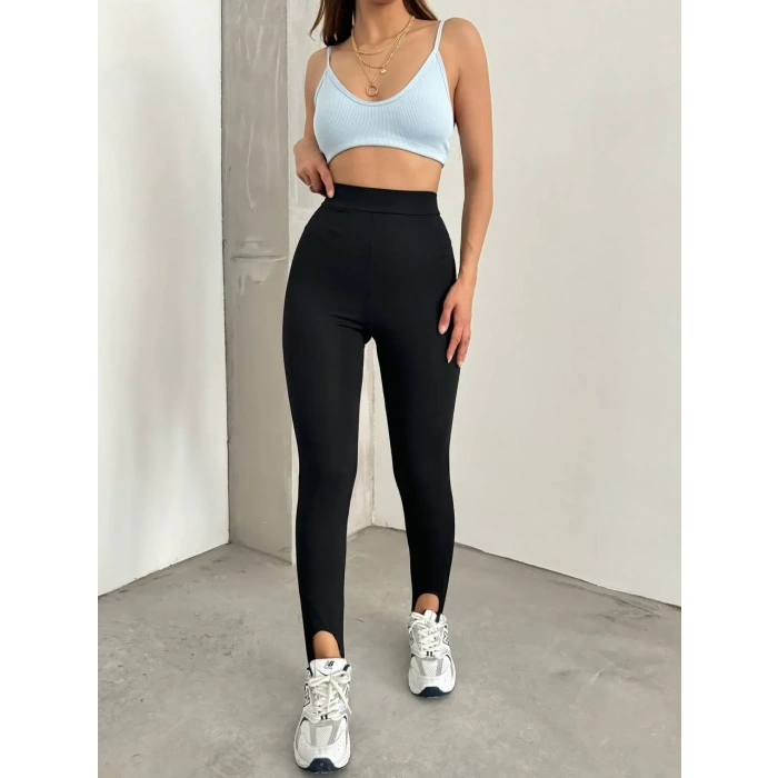 Topuktan Geçmeli Yüksek Bel Sıkılaştırıcı Tayt