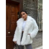 Beyaz Ceket Yaka Kürk Kaban