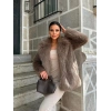 Kahve Ceket Yaka Kürk Kaban