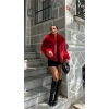 Kırmızı Şal Yaka İçi Astarlı Kürk Kaban