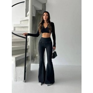 Antrasit İspanyol Paça Yüksek Bel Jean Tayt