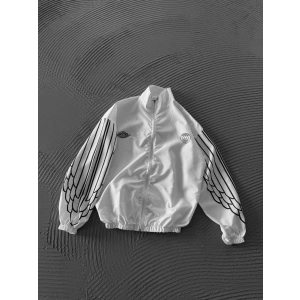 Beyaz Paris Oversize Paraşüt Yağmurluk