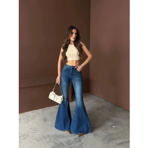 Mavi İspanyol Paça Likralı Kot Pantolon