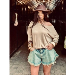 Mavi Saçaklı Kiloş Denim Şort