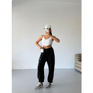 Siyah Bell Stoperli Oversize Unisex Eşofman