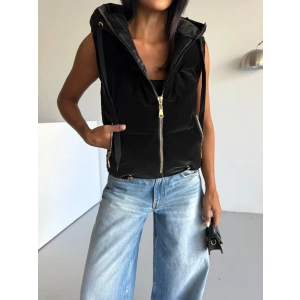 Siyah Prime Astarlı Kapşonlu Şişme Yelek