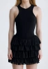 Nora Şortlu Mini Fırfırlı Siyah Elbise