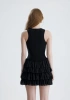Nora Şortlu Mini Fırfırlı Siyah Elbise