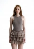 Nora Şortlu Mini Fırfırlı Füme Elbise