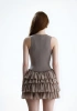 Nora Şortlu Mini Fırfırlı Füme Elbise