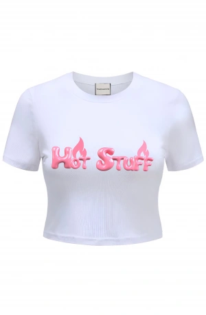 Hot Beyaz Crop T-shirt