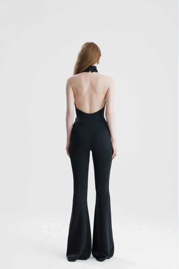 Sia Sırt Dekolteli İspanyol Paça Tulum