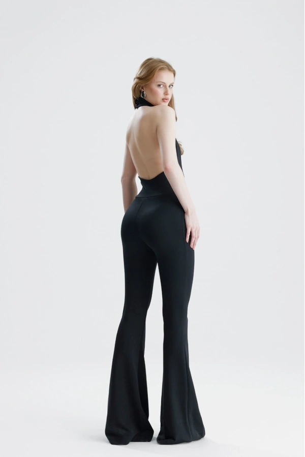 Sia Sırt Dekolteli İspanyol Paça Tulum