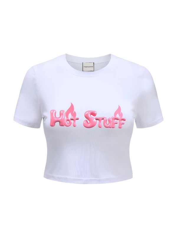 Hot Beyaz Crop T-shirt