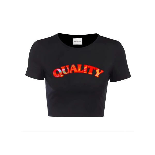 Quality Siyah Crop T-shirt