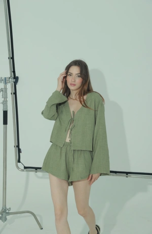 Keten Yeşil Şort Takım