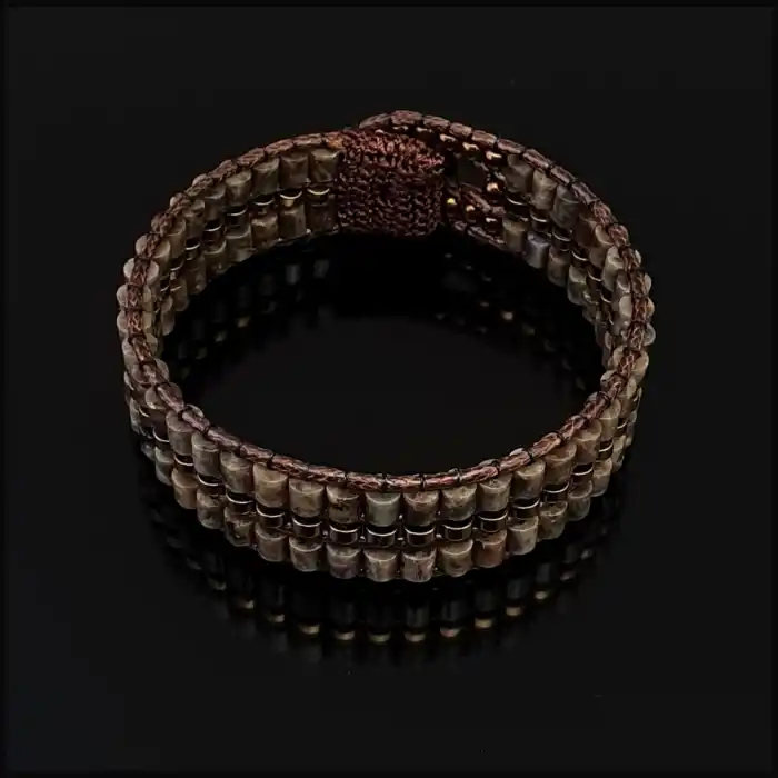 Kahverengi Jasper ve Hematit Tarz Bileklik