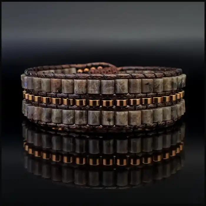 Kahverengi Jasper ve Hematit Tarz Bileklik