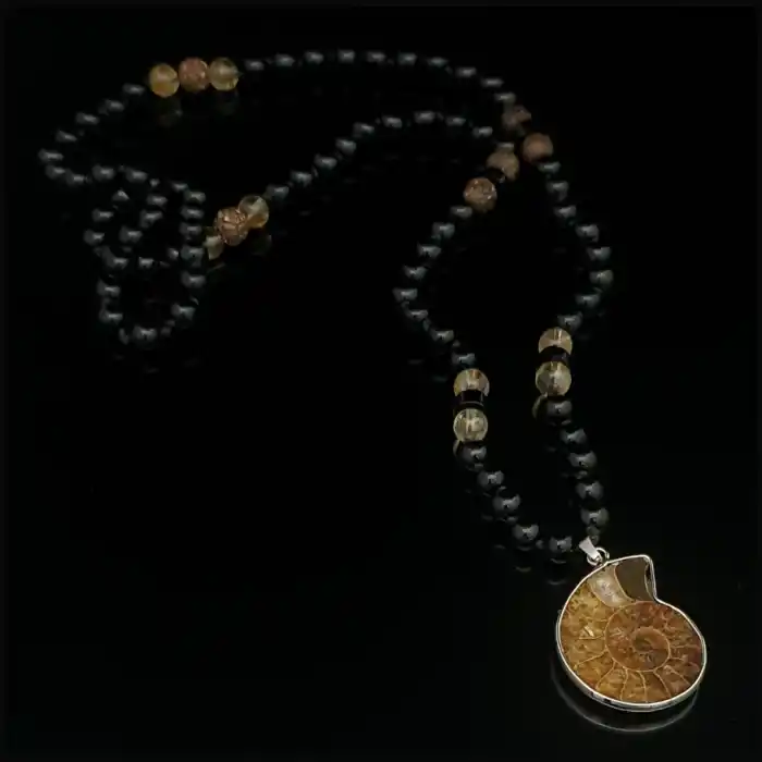 Akik, Sitrin Taşı ve Tibet Akiği Fosil Uçlu Bohem Kolye