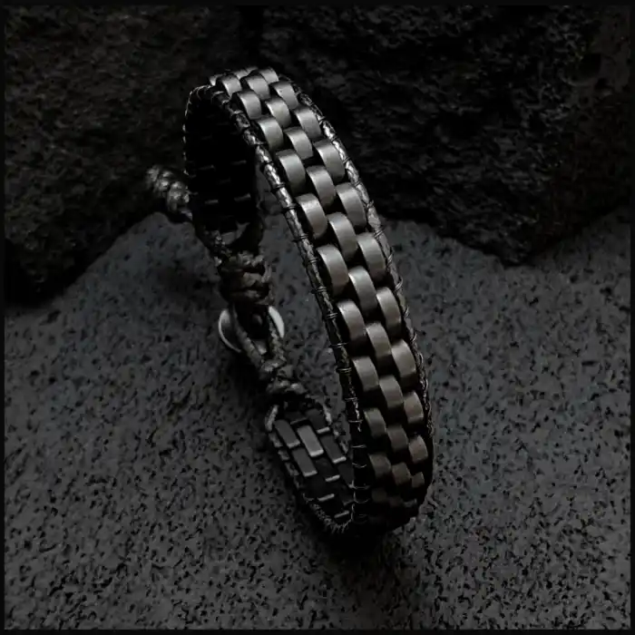 Hematit Taşı Siyah Hasır Örgü Basic Bileklik