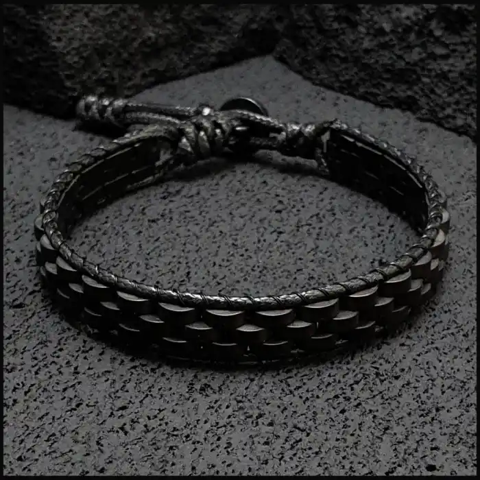 Hematit Taşı Siyah Hasır Örgü Basic Bileklik