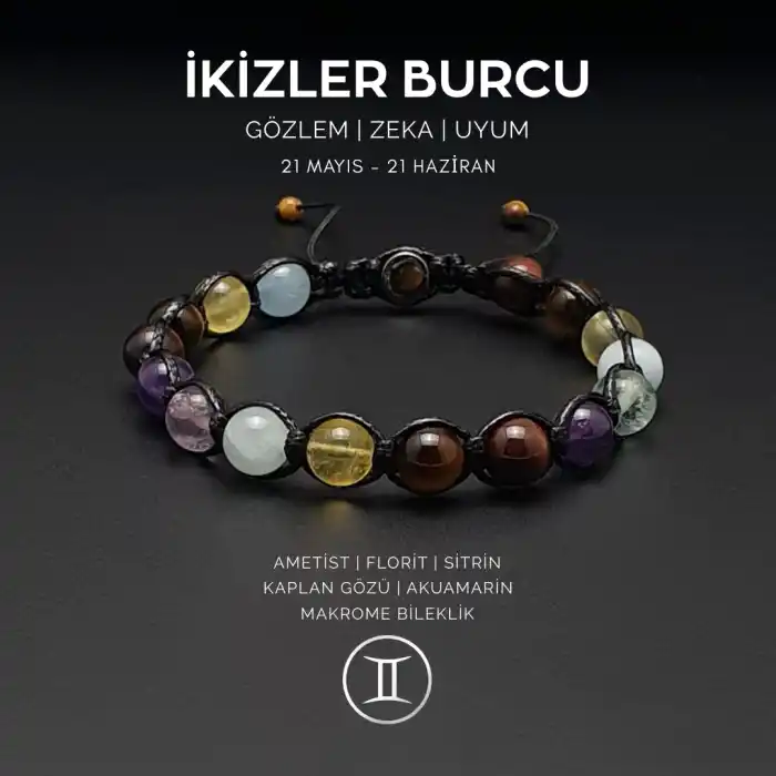 İkizler Burcu Makrome Bileklik