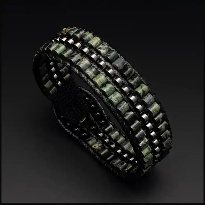 Kambamba Jasper ve Hematit Tarz Bileklik