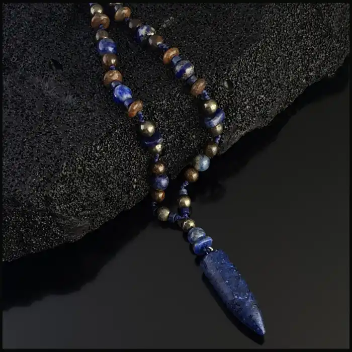 Lapis Lazuli Uçlu Bronzit Bohem Kolye