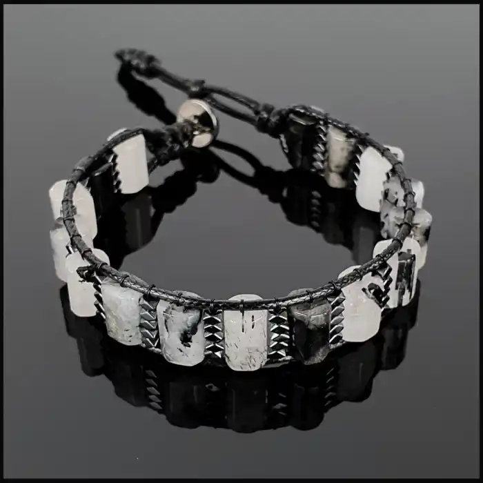 Rutil Kuvars Köşeli Silindir Bileklik