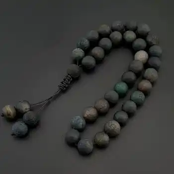 Orijinal Doğal Taş Tesbih, 8mm Tibet Akiği Taşı 33lü Tesbih, Erkek Hediye, El Yapımı Tesbih